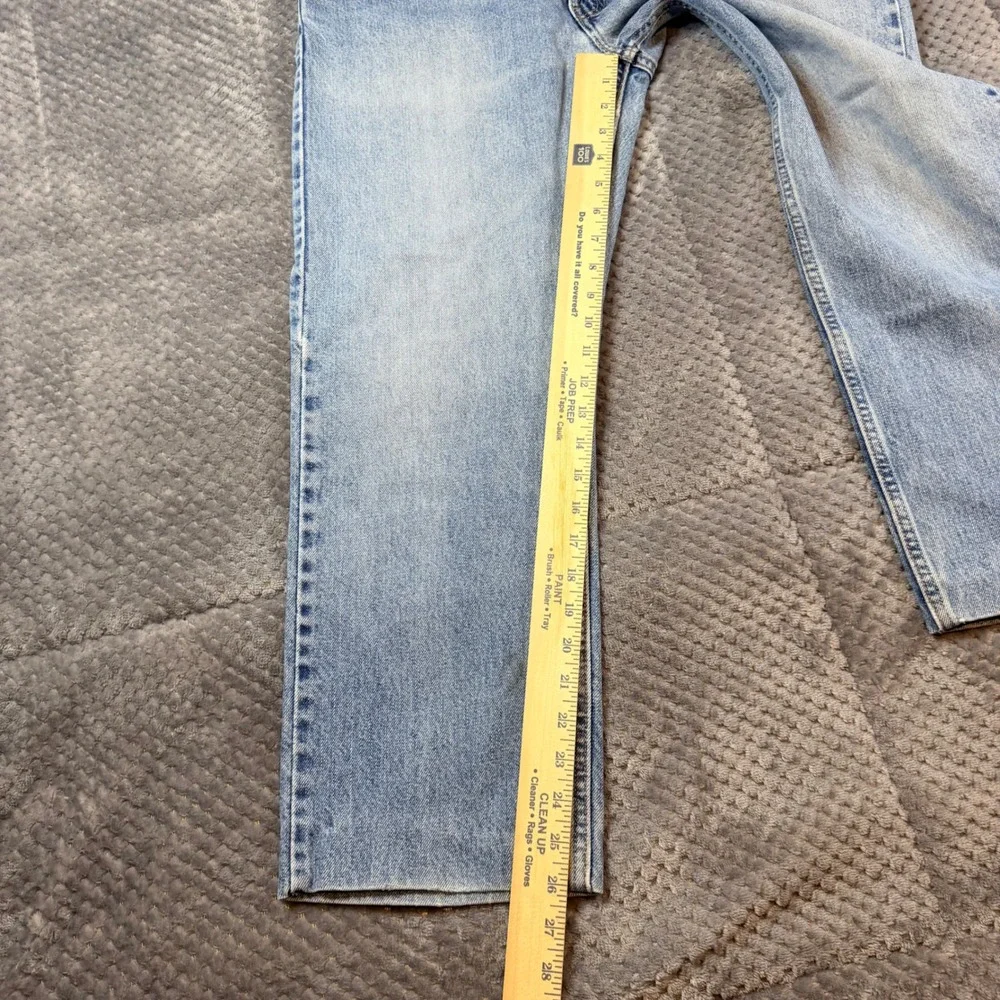 Levis 505 Mens Regular Fit Straight Leg Jeans Light Wash Blue 33x30 Denim Hemmed